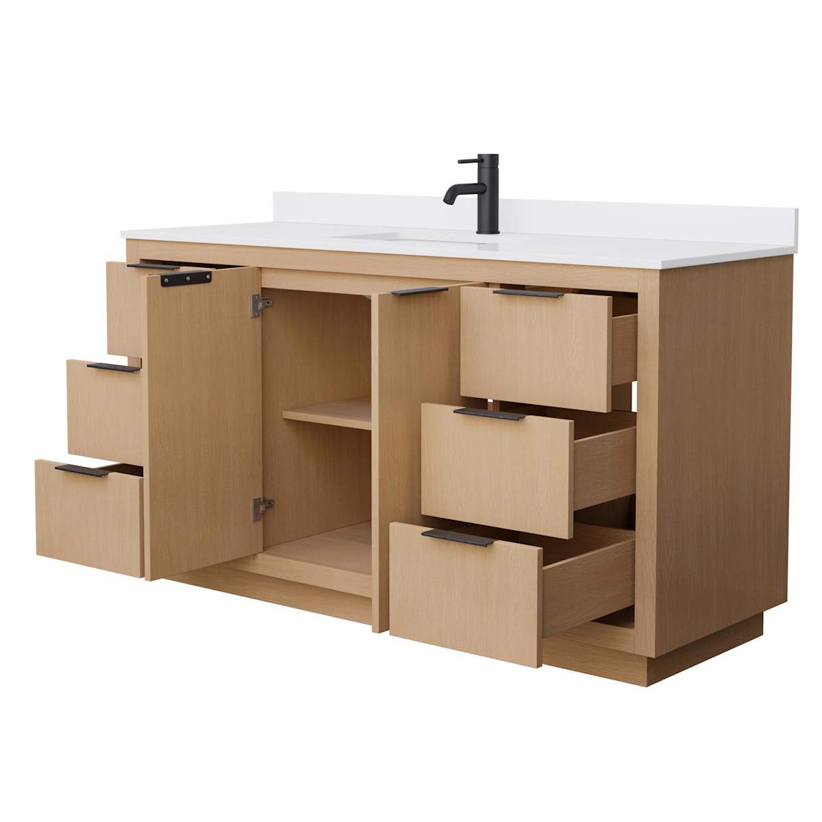 Maroni 60" Free Standing Single Basin Vanity Set with Cabinet and Cultured Marble Vanity Top - image 7