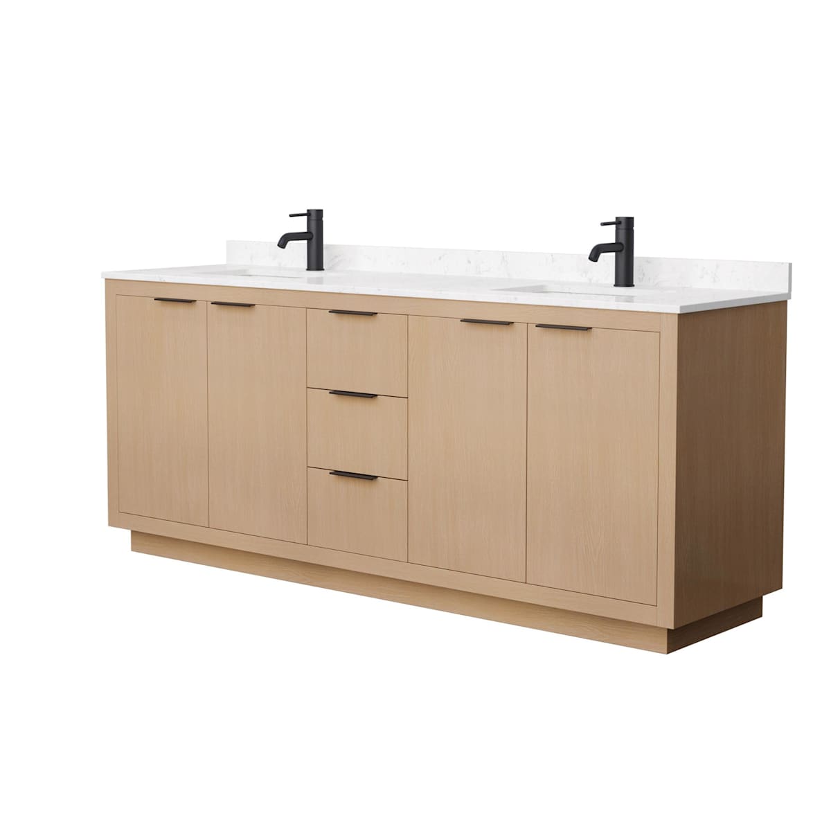 Maroni 80" Free Standing Double Basin Vanity Set with Cabinet and Cultured Marble Vanity Top - image 1