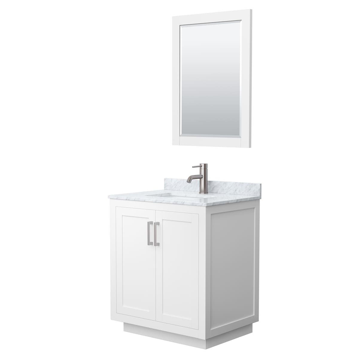 Miranda 30" Free Standing Single Basin Vanity Set with Cabinet, Marble Vanity Top, and Framed Mirror