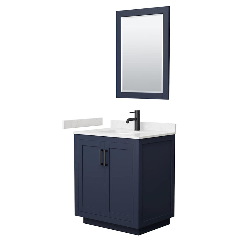 Miranda 30" Free Standing Single Basin Vanity Set with Cabinet, Cultured Marble Vanity Top, and Framed Mirror - image 2