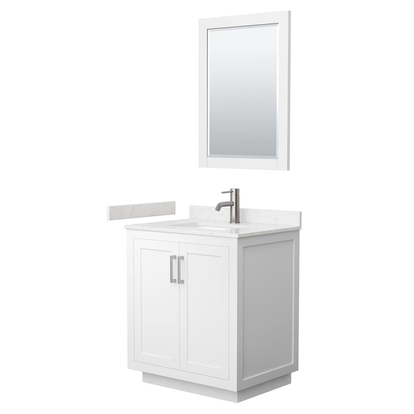 Miranda 30" Free Standing Single Basin Vanity Set with Cabinet, Cultured Marble Vanity Top, and Framed Mirror - image 9