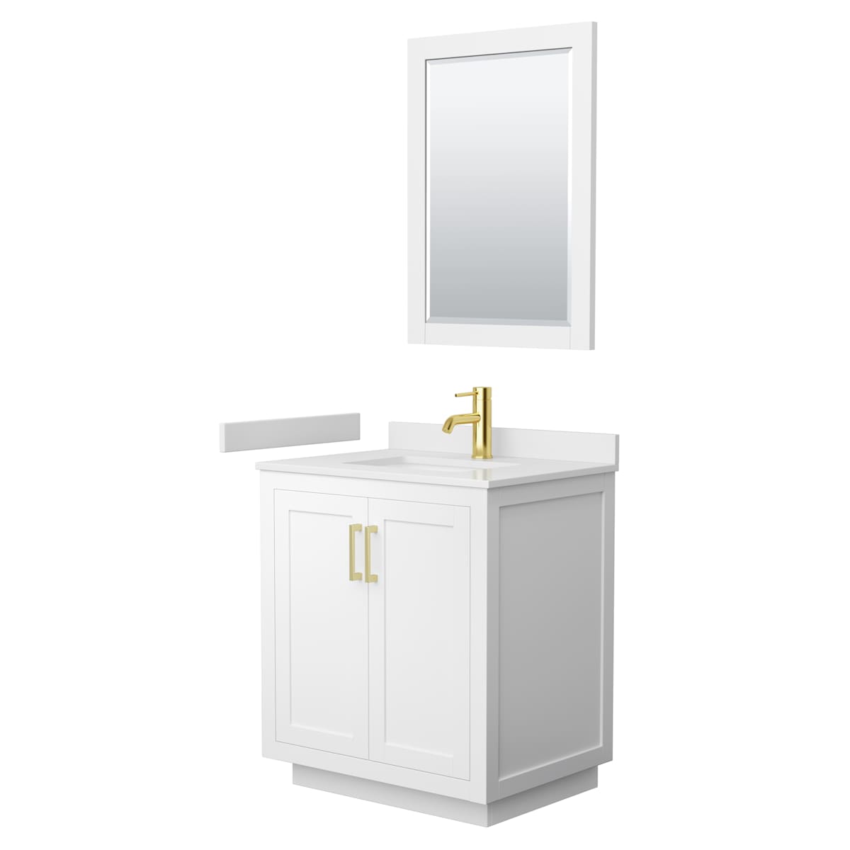 Miranda 30" Free Standing Single Basin Vanity Set with Cabinet, Cultured Marble Vanity Top, and Framed Mirror