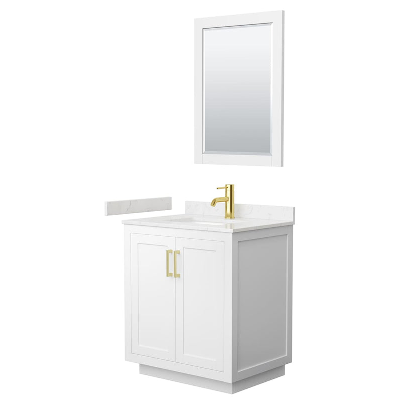 Miranda 30" Free Standing Single Basin Vanity Set with Cabinet, Cultured Marble Vanity Top, and Framed Mirror - image 14