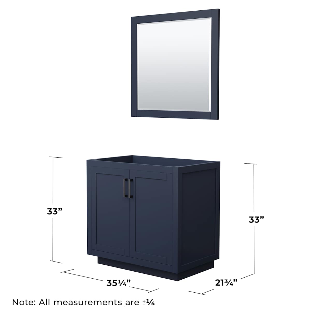 Miranda 36" Single Free Standing Vanity Cabinet - Less Vanity Top