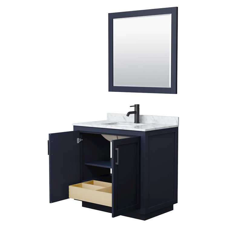 Miranda 36" Free Standing Single Basin Vanity Set with Cabinet, Marble Vanity Top, and Framed Mirror - image 3