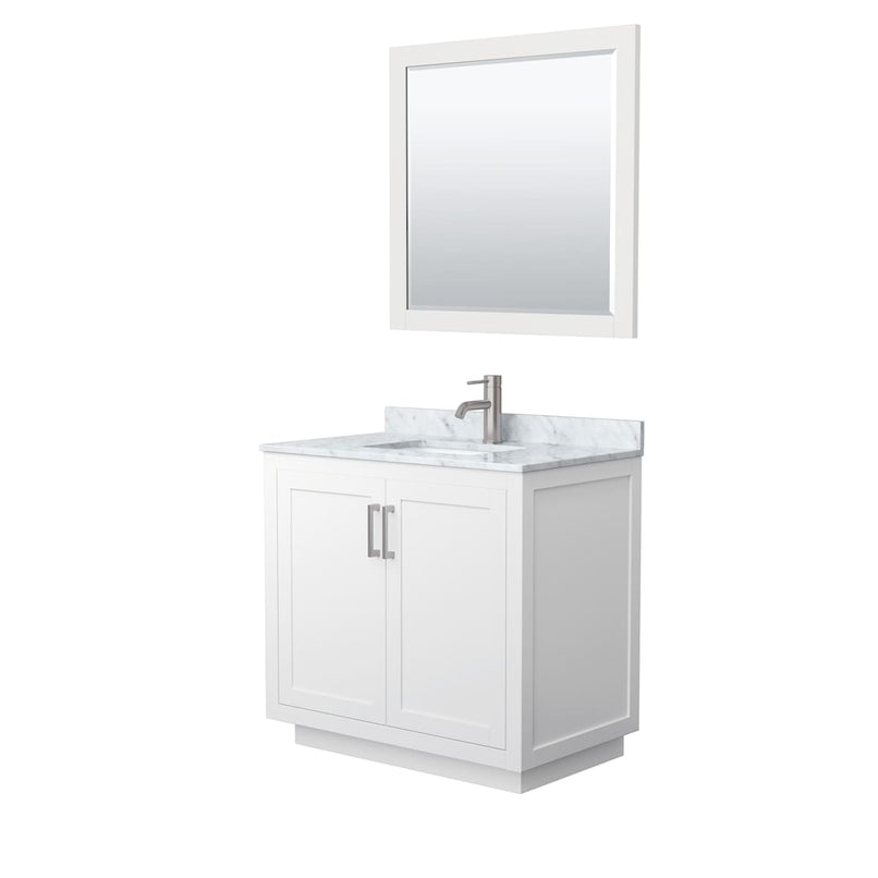 Miranda 36" Free Standing Single Basin Vanity Set with Cabinet, Marble Vanity Top, and Framed Mirror - image 8