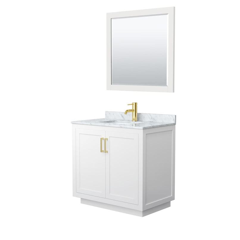 Miranda 36" Free Standing Single Basin Vanity Set with Cabinet, Marble Vanity Top, and Framed Mirror - image 9