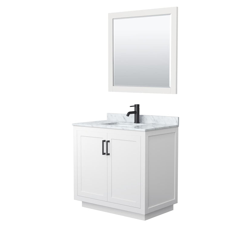 Miranda 36" Free Standing Single Basin Vanity Set with Cabinet, Marble Vanity Top, and Framed Mirror - image 10