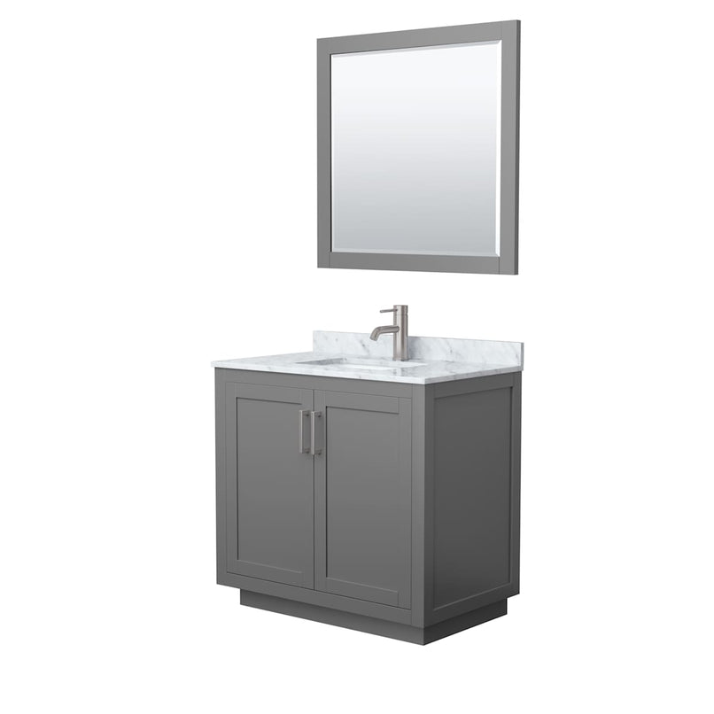 Miranda 36" Free Standing Single Basin Vanity Set with Cabinet, Marble Vanity Top, and Framed Mirror - image 14