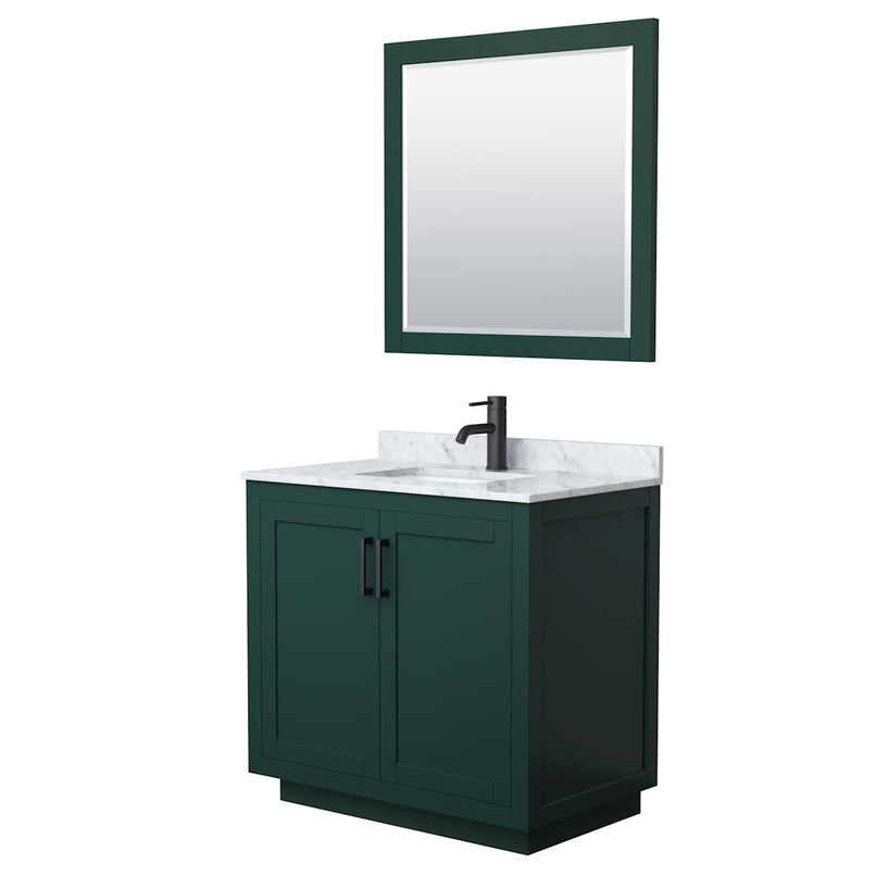 Miranda 36" Free Standing Single Basin Vanity Set with Cabinet, Marble Vanity Top, and Framed Mirror - image 15