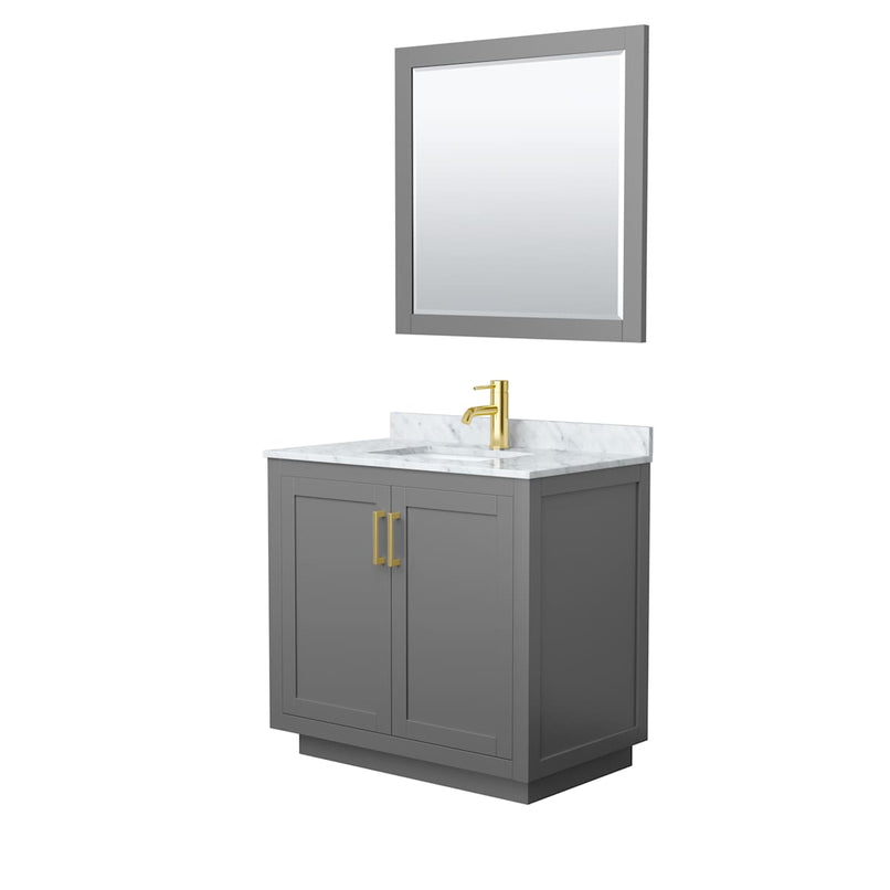 Miranda 36" Free Standing Single Basin Vanity Set with Cabinet, Marble Vanity Top, and Framed Mirror - image 16