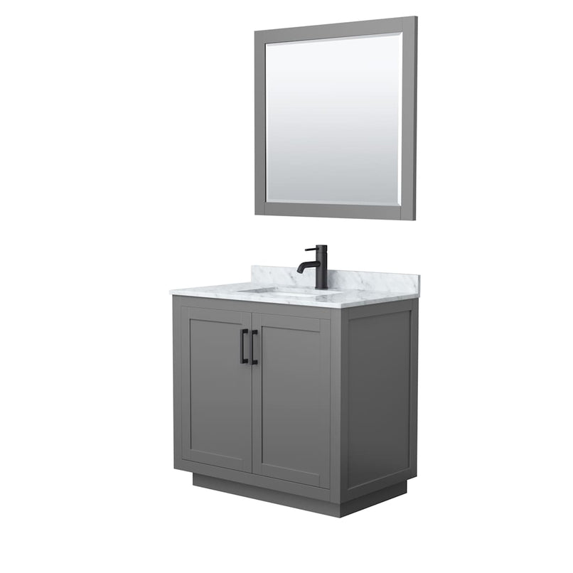 Miranda 36" Free Standing Single Basin Vanity Set with Cabinet, Marble Vanity Top, and Framed Mirror - image 19