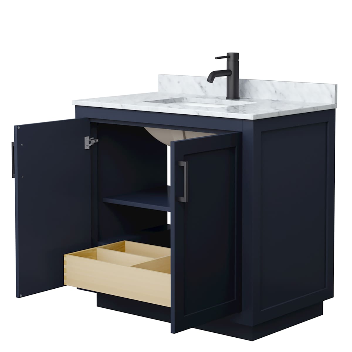 Miranda 36" Free Standing Single Basin Vanity Set with Cabinet and Marble Vanity Top