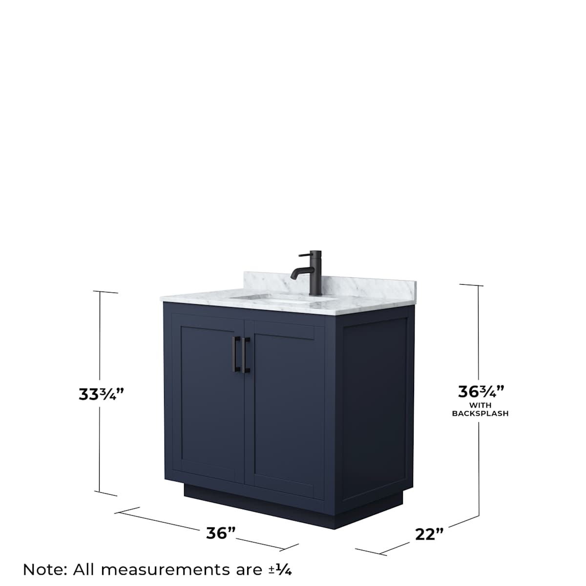 Miranda 36" Free Standing Single Basin Vanity Set with Cabinet and Marble Vanity Top