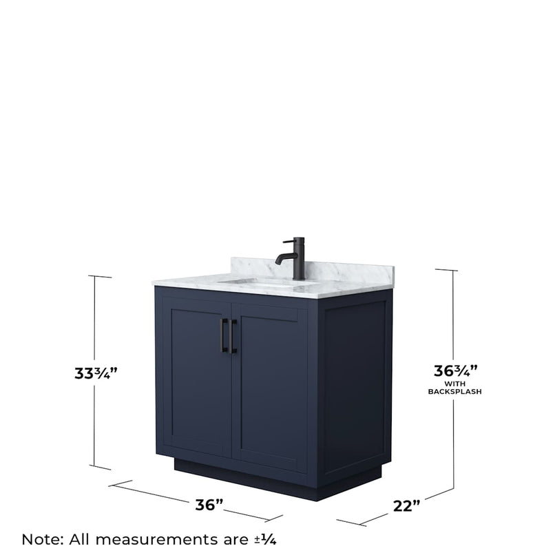 Miranda 36" Free Standing Single Basin Vanity Set with Cabinet and Marble Vanity Top - image 5