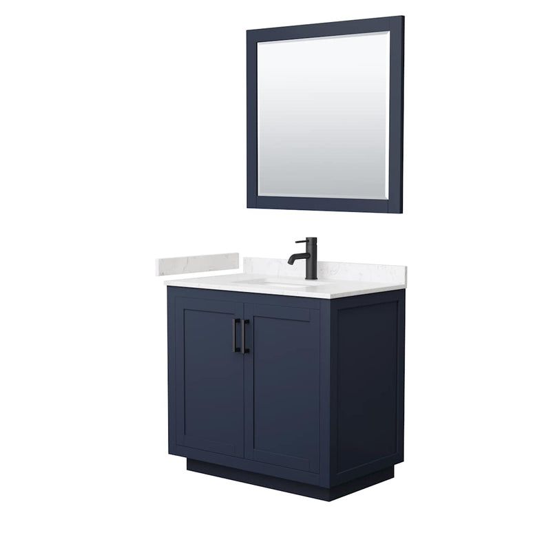 Miranda 36" Free Standing Single Basin Vanity Set with Cabinet, Cultured Marble Vanity Top, and Framed Mirror - image 2
