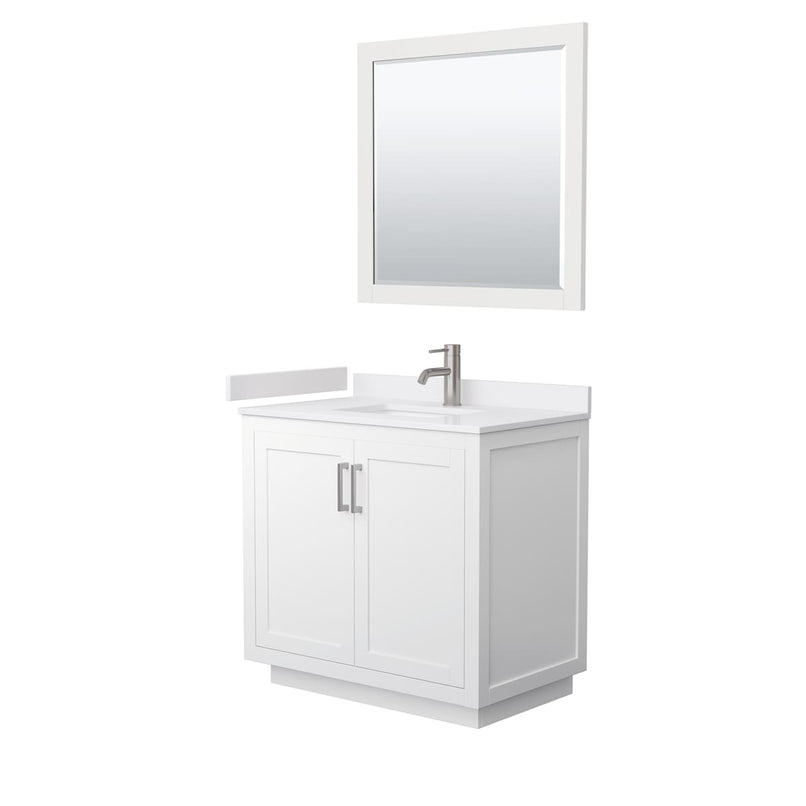 Miranda 36" Free Standing Single Basin Vanity Set with Cabinet, Cultured Marble Vanity Top, and Framed Mirror - image 9
