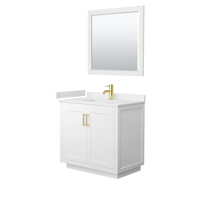 Miranda 36" Free Standing Single Basin Vanity Set with Cabinet, Cultured Marble Vanity Top, and Framed Mirror - image 11