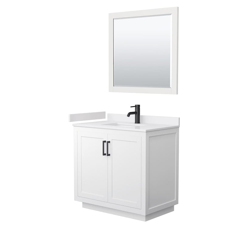 Miranda 36" Free Standing Single Basin Vanity Set with Cabinet, Cultured Marble Vanity Top, and Framed Mirror - image 16