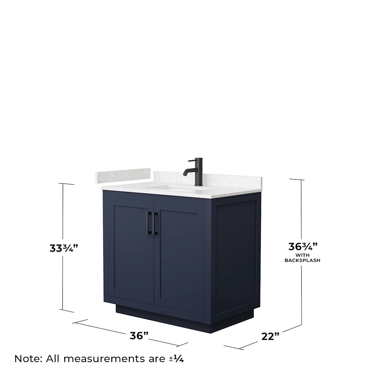 Miranda 36" Free Standing Single Basin Vanity Set with Cabinet and Cultured Marble Vanity Top