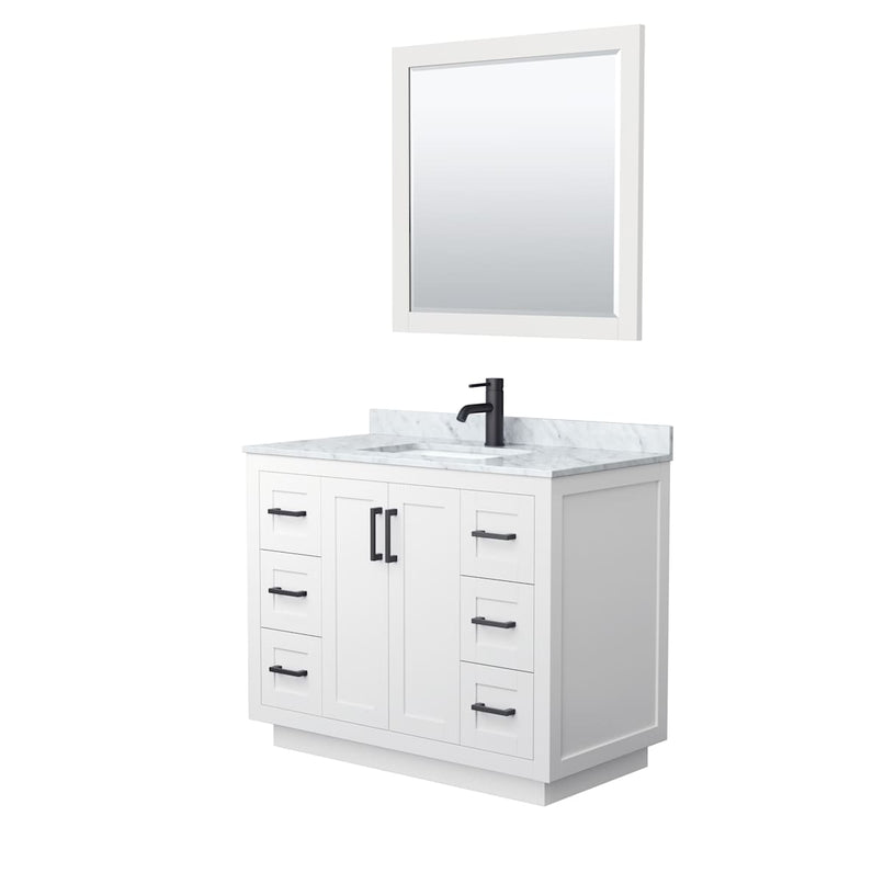 Miranda 42" Free Standing Single Basin Vanity Set with Cabinet, Marble Vanity Top, and Framed Mirror - image 10