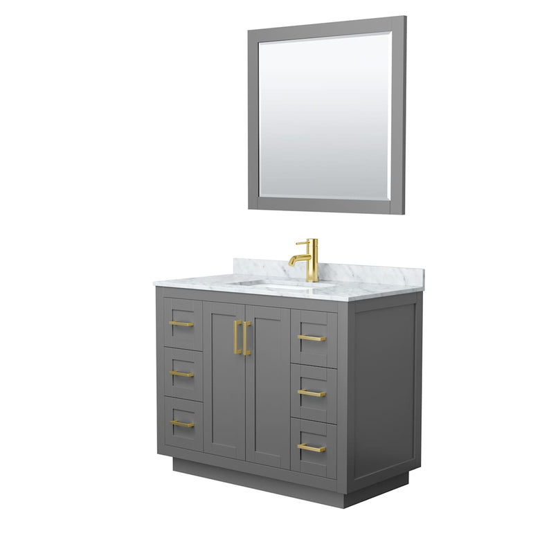 Miranda 42" Free Standing Single Basin Vanity Set with Cabinet, Marble Vanity Top, and Framed Mirror - image 16
