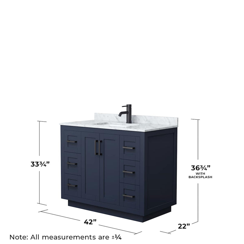 Miranda 42" Free Standing Single Basin Vanity Set with Cabinet and Marble Vanity Top - image 5