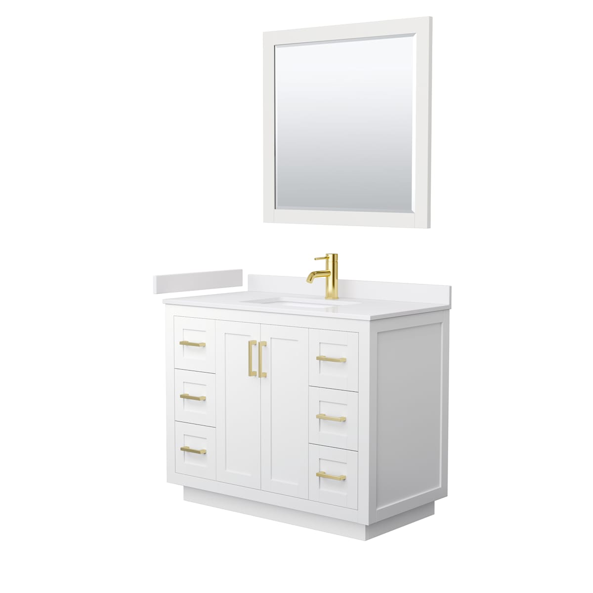 Miranda 42" Free Standing Single Basin Vanity Set with Cabinet, Cultured Marble Vanity Top, and Framed Mirror - image 11