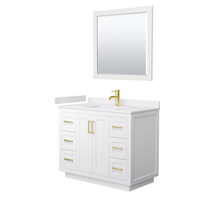 Miranda 42" Free Standing Single Basin Vanity Set with Cabinet, Cultured Marble Vanity Top, and Framed Mirror - image 11