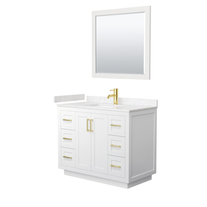 Miranda 42" Free Standing Single Basin Vanity Set with Cabinet, Cultured Marble Vanity Top, and Framed Mirror - image 12