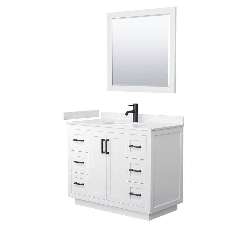 Miranda 42" Free Standing Single Basin Vanity Set with Cabinet, Cultured Marble Vanity Top, and Framed Mirror - image 17
