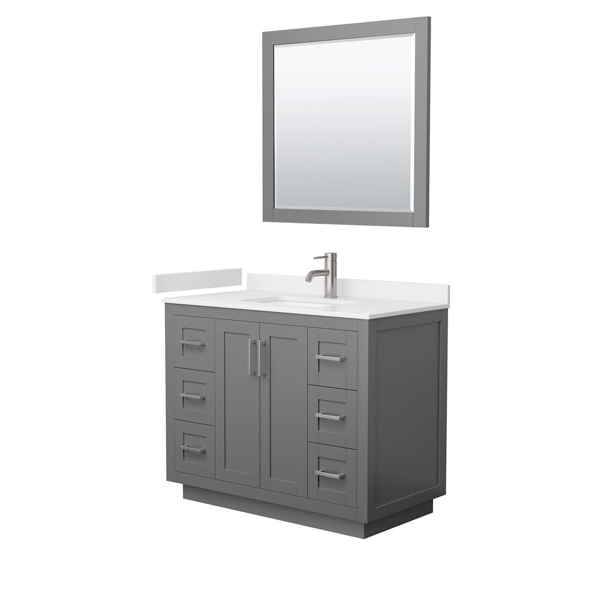 Miranda 42" Free Standing Single Basin Vanity Set with Cabinet, Cultured Marble Vanity Top, and Framed Mirror - image 18