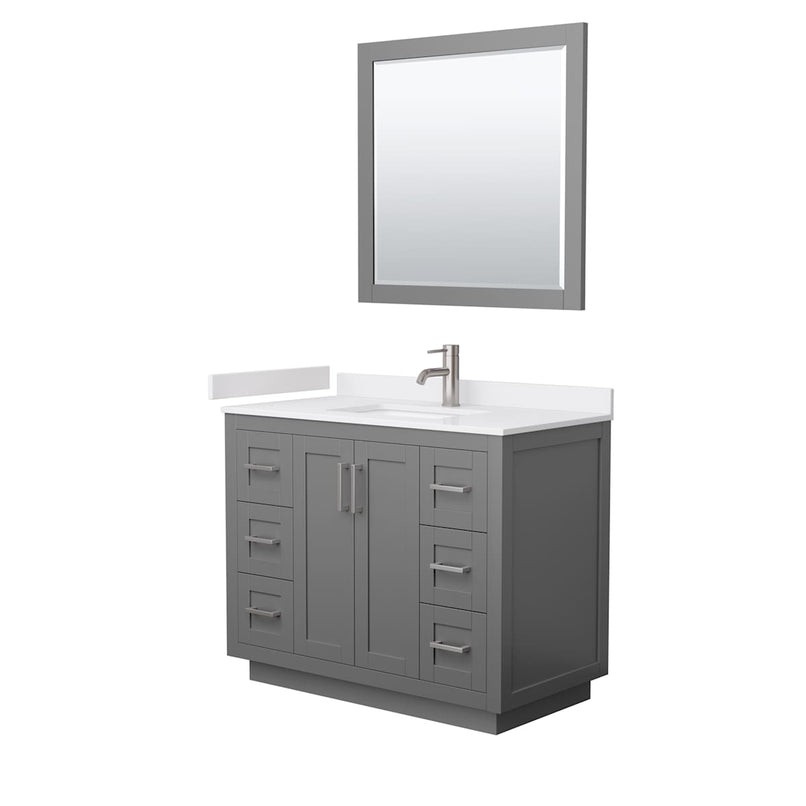 Miranda 42" Free Standing Single Basin Vanity Set with Cabinet, Cultured Marble Vanity Top, and Framed Mirror - image 18