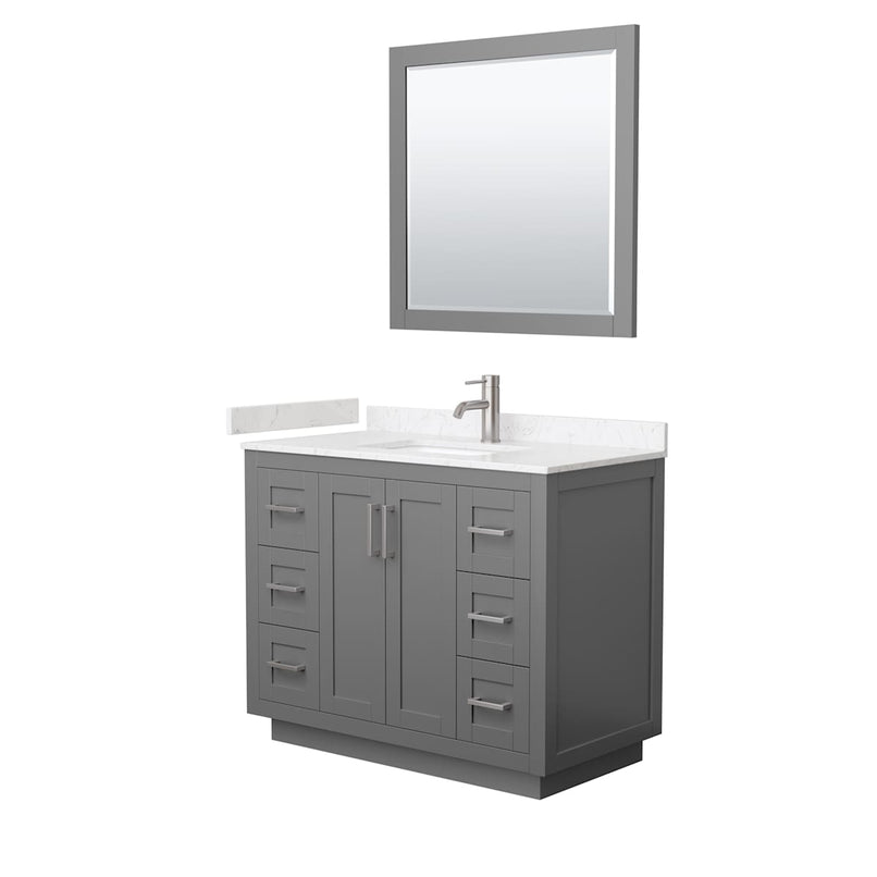 Miranda 42" Free Standing Single Basin Vanity Set with Cabinet, Cultured Marble Vanity Top, and Framed Mirror - image 19