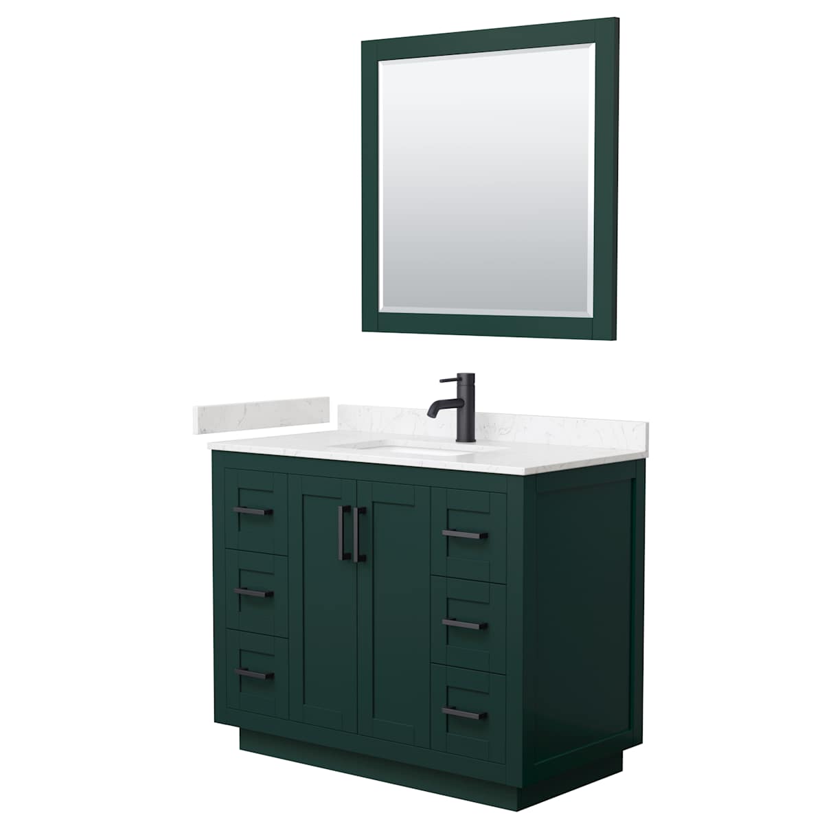 Miranda 42" Free Standing Single Basin Vanity Set with Cabinet, Cultured Marble Vanity Top, and Framed Mirror - image 21