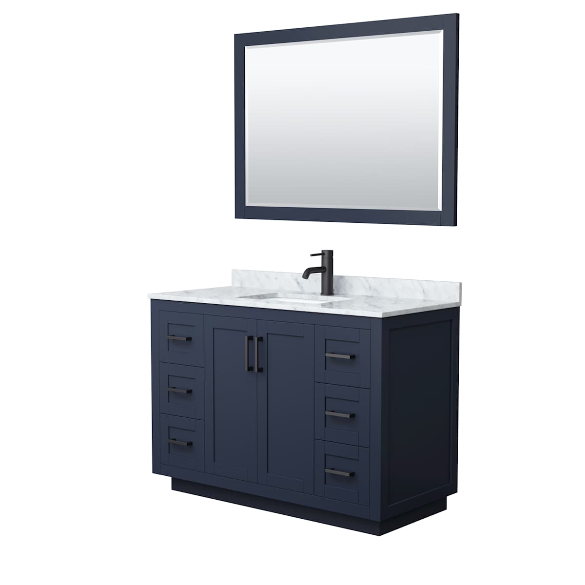 Miranda 48" Free Standing Single Basin Vanity Set with Cabinet, Marble Vanity Top, and Framed Mirror
