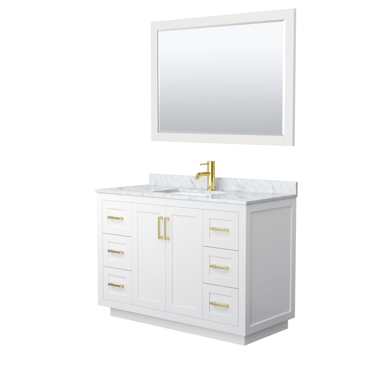 Miranda 48" Free Standing Single Basin Vanity Set with Cabinet, Marble Vanity Top, and Framed Mirror