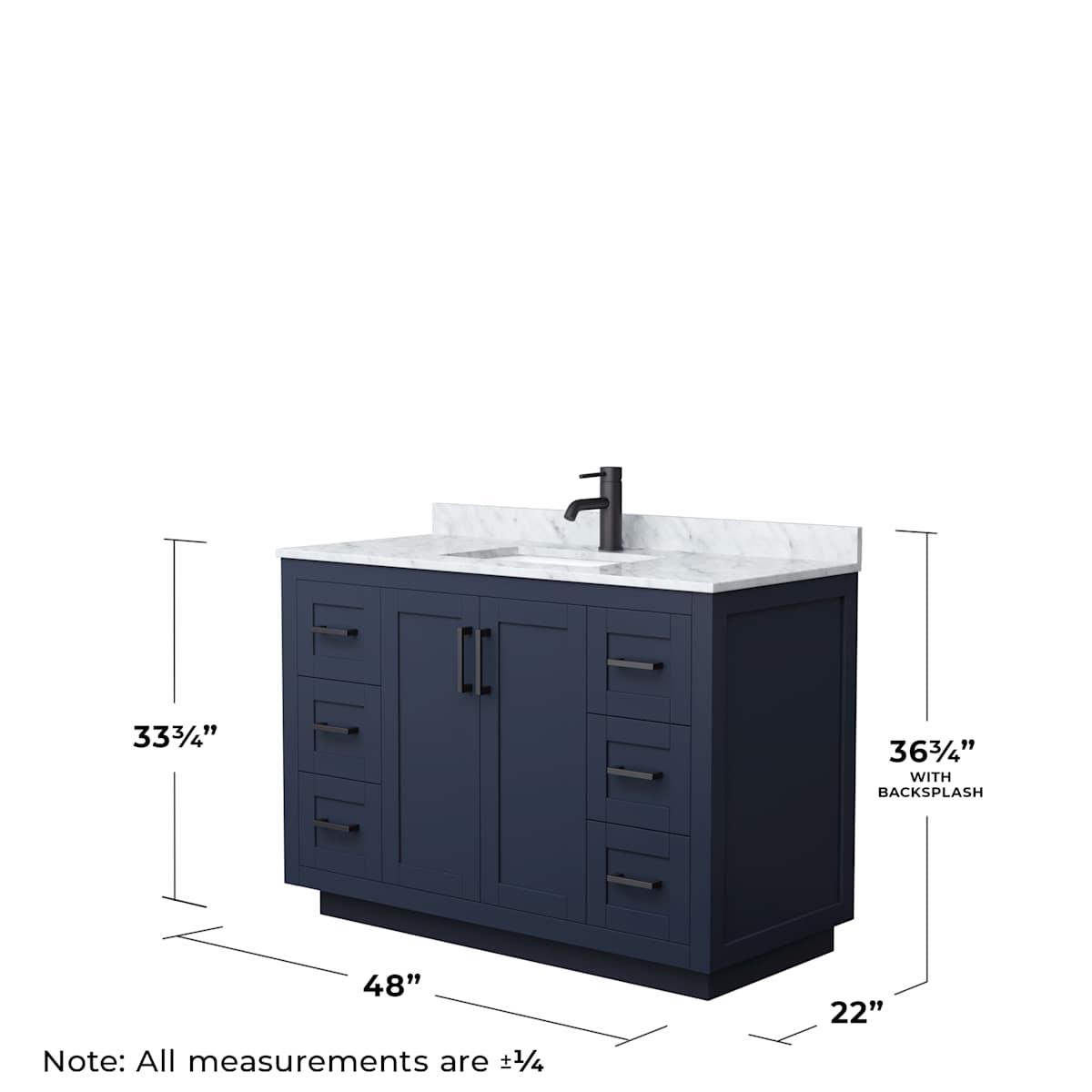 Miranda 48" Free Standing Single Basin Vanity Set with Cabinet and Marble Vanity Top