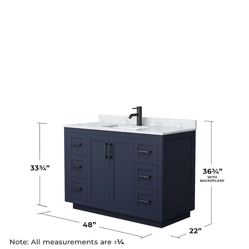 Miranda 48" Free Standing Single Basin Vanity Set with Cabinet and Marble Vanity Top - image 5