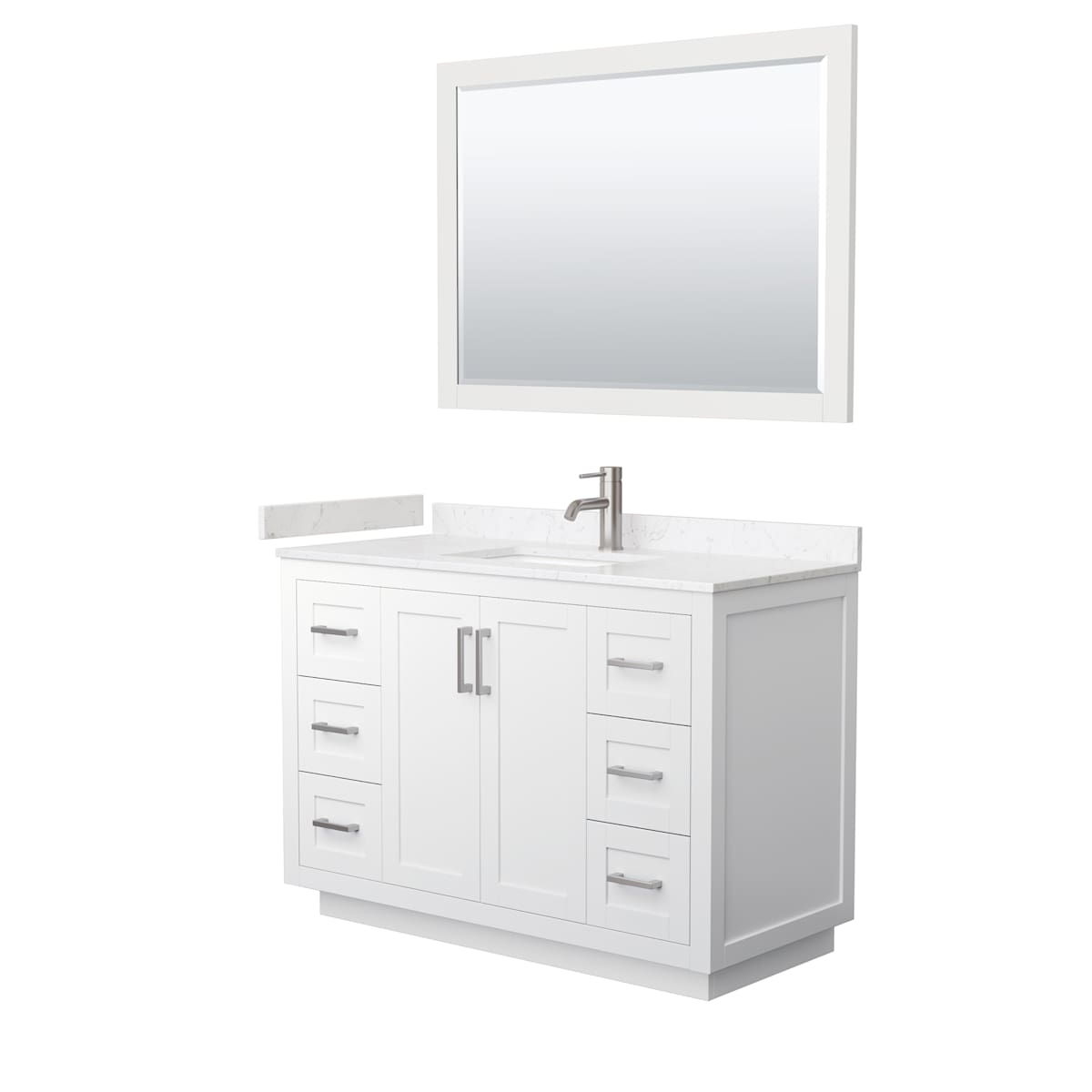 Miranda 48" Free Standing Single Basin Vanity Set with Cabinet, Cultured Marble Vanity Top, and Framed Mirror