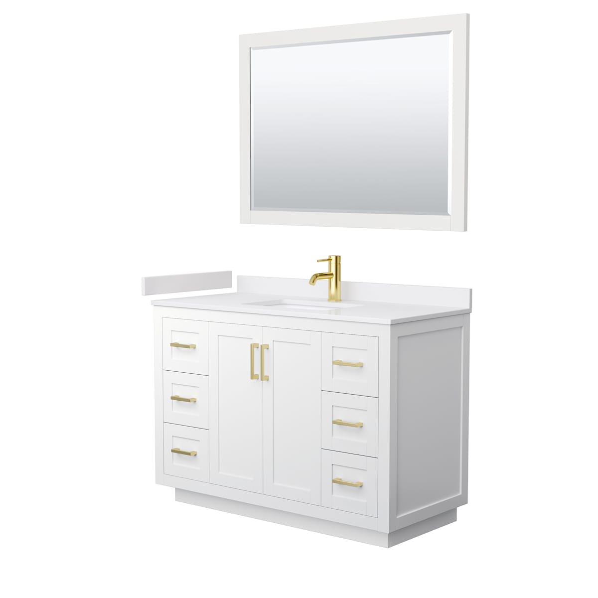 Miranda 48" Free Standing Single Basin Vanity Set with Cabinet, Cultured Marble Vanity Top, and Framed Mirror