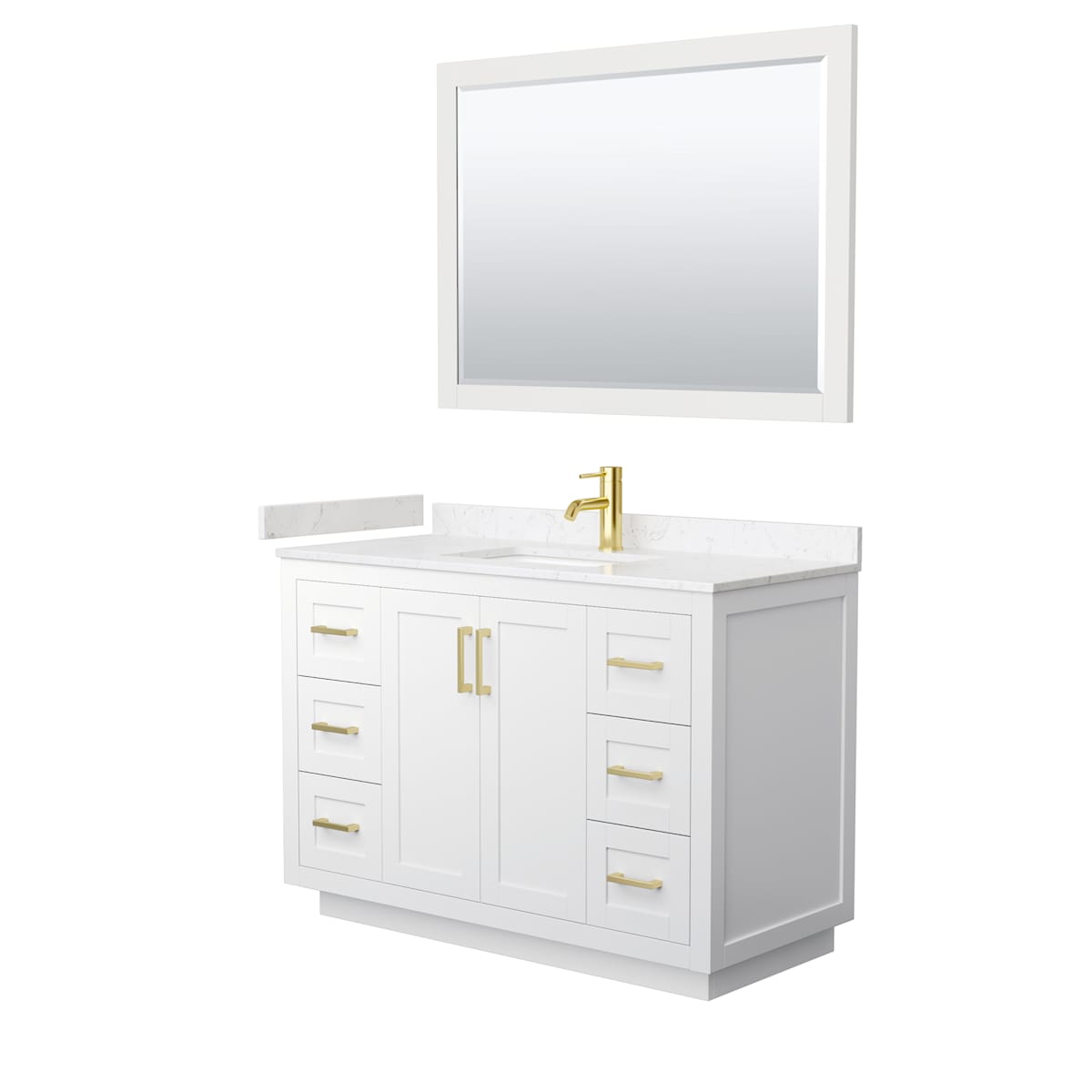 Miranda 48" Free Standing Single Basin Vanity Set with Cabinet, Cultured Marble Vanity Top, and Framed Mirror