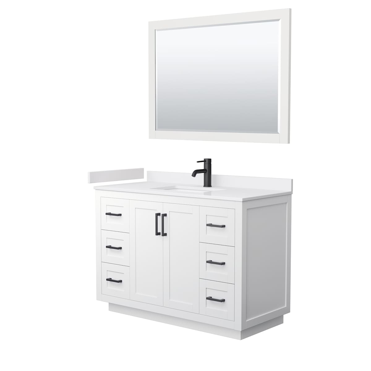 Miranda 48" Free Standing Single Basin Vanity Set with Cabinet, Cultured Marble Vanity Top, and Framed Mirror - image 16
