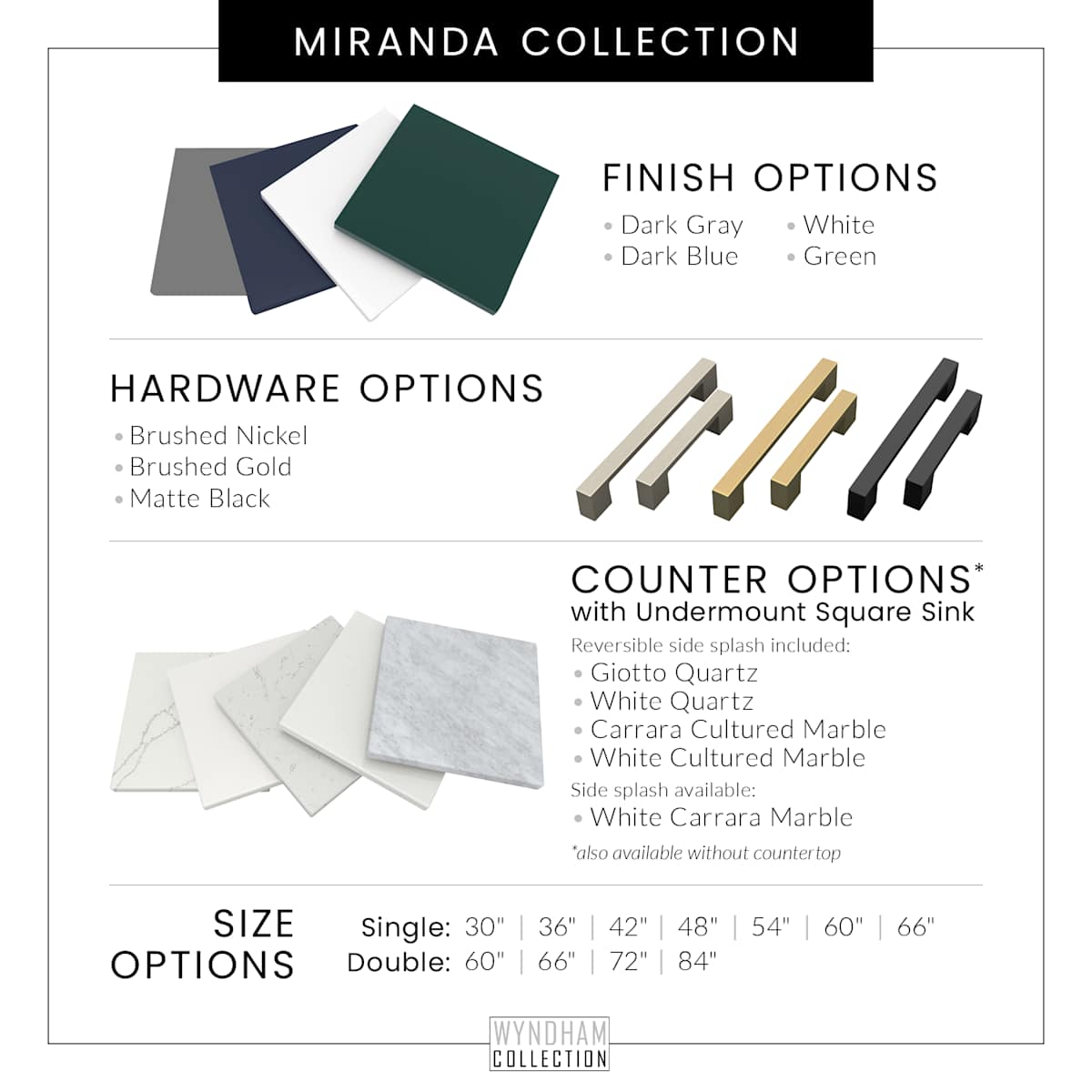 Miranda 54" Single Free Standing Vanity Cabinet - Less Vanity Top