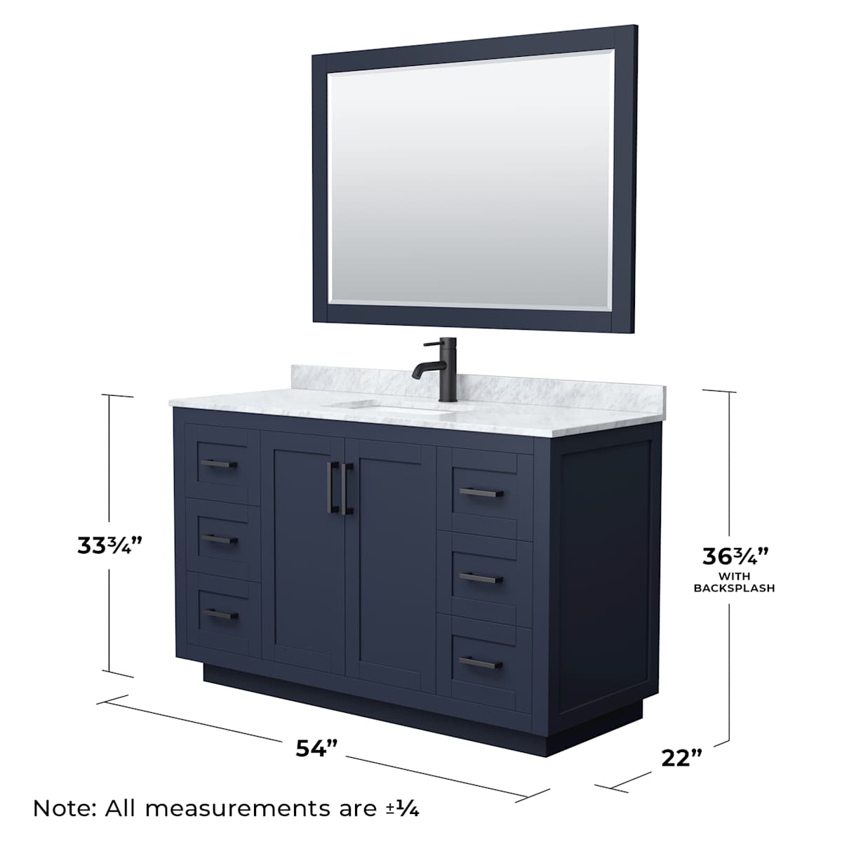 Miranda 54" Free Standing Single Basin Vanity Set with Cabinet, Marble Vanity Top, and Framed Mirror - image 6