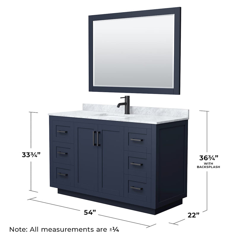 Miranda 54" Free Standing Single Basin Vanity Set with Cabinet, Marble Vanity Top, and Framed Mirror - image 6