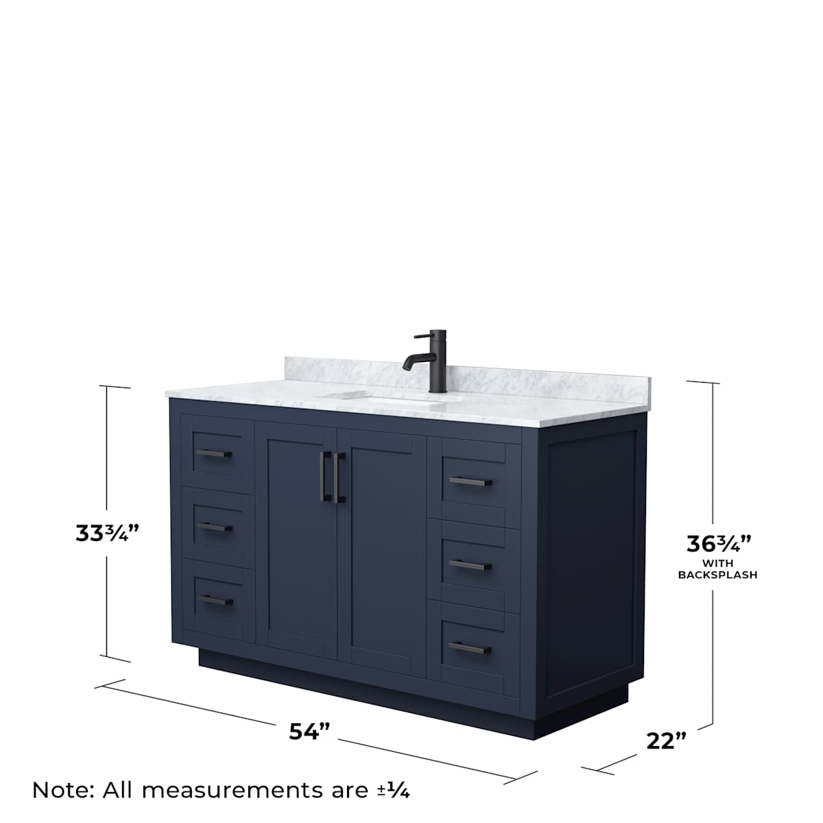 Miranda 54" Free Standing Single Basin Vanity Set with Cabinet and Marble Vanity Top