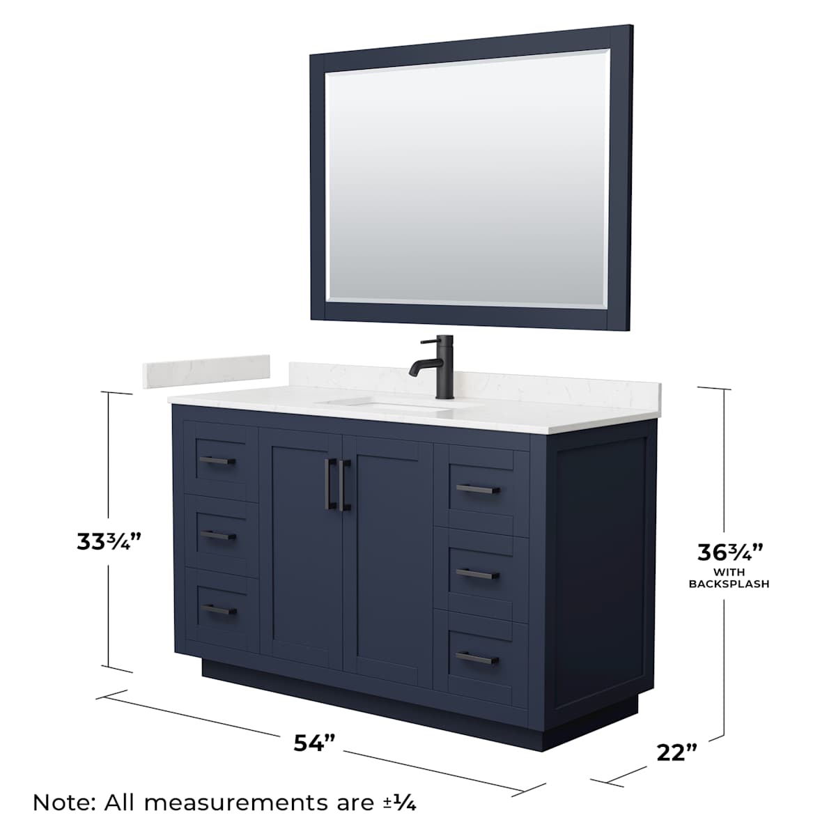Miranda 54" Free Standing Single Basin Vanity Set with Cabinet, Cultured Marble Vanity Top, and Framed Mirror