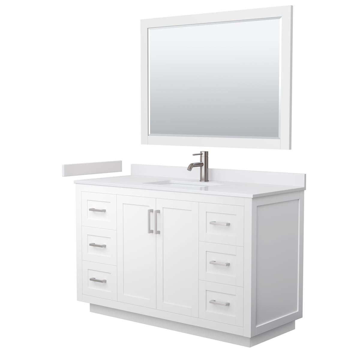 Miranda 54" Free Standing Single Basin Vanity Set with Cabinet, Cultured Marble Vanity Top, and Framed Mirror