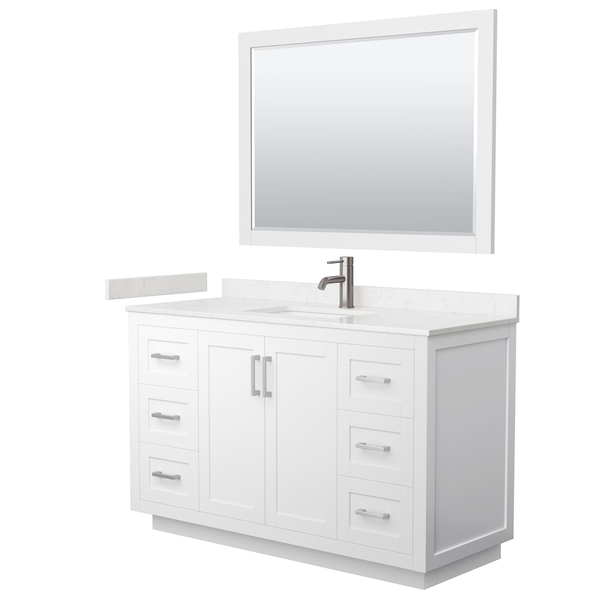 Miranda 54" Free Standing Single Basin Vanity Set with Cabinet, Cultured Marble Vanity Top, and Framed Mirror